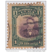 1910-31. CUBA. REPUBLICA. Ed.181. USED. 1c. BARTOLOME MASO. CENTRO DESPLAZADO. DISPLACED CENTER.