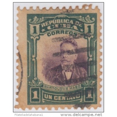 1910-31. CUBA. REPUBLICA. Ed.181. USED. 1c. BARTOLOME MASO. CENTRO DESPLAZADO. DISPLACED CENTER.