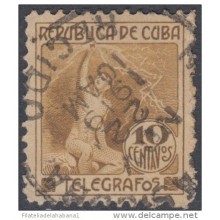 1916.3 CUBA. 1916. Ed.102. 10c. TELEGRAFOS. TELEGRAPH. ALEGORIA DEL RAYO. USADO DE CORREOS.