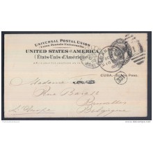1899-EP-80 CUBA 1899. Ed.40. 2c. TARJETA ENTERO POSTAL. HABANA  A BRUSELAS. BELGICA. BELGIUM. BELGIQUE. 1903.