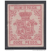 POL-10 CUBA SPAIN ESPAÑA.1865. REVENUE. 12 pesos. SELLO DE POLICIA. POLICE. HABANA. MNH.
