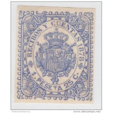 REC-6 CUBA SPAIN ESPAÑA.1878. REVENUE. 1.25 ptas. RECIBOS Y CUENTAS. USADO.