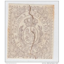REC-8 CUBA SPAIN ESPAÑA.1876. REVENUE. 1.25 ptas. RECIBOS Y CUENTAS. USADO.