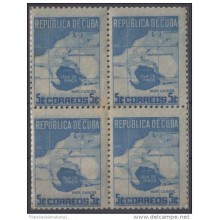 1949-104. CUBA. REPUBLICA. 1949. Ed.424. 20 ANIV DE LA SOBERANIA SOBRE ISLA DE PINOS. BLOCK 4. GOMA MNH TONALIZADA.
