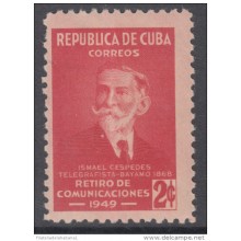 1949-117. CUBA. REPUBLICA. 1949. Ed.426. 2c RETIRO DE COMUNICACIONES. COMMUNICATIONS RETIRE. MNH. TONALIZADA.