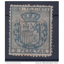 1879-40 CUBA ESPAÑA SPAIN. ANTILLAS. TELEGRAFOS. TELEGRAPH. 1879. 2 ptas. Ed. 47. SIN GOMA