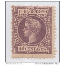 1898-65 CUBA ESPAÑA SPAIN. ANTILLAS. ALFONSO XIII. AUTONOMIA. 1898. Ed.169. 40c. GOMA ORIGINAL.