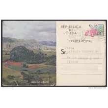 1961-EP-2 CUBA 1961. Ed.103. POSTAL STATIONERY.CAMPAMENTO MARTI 18. VALLE DE VIÑALES. SANTIAGO DE CUBA. USED.