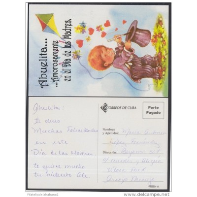 2001-EP-31 CUBA 2001. Ed.57zf. MOTHER DAY SPECIAL DELIVERY. POSTAL STATIONERY. NIÑO MAGO. CHILDREN. MAGICIAN. FLOWERS. U