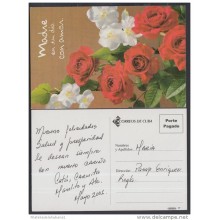 2001-EP-52 CUBA 2001. Ed.57p. MOTHER DAY SPECIAL DELIVERY. POSTAL STATIONERY. ROSAS ROJAS. ROSES. FLORES. FLOWERS. USED.