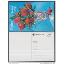 2001-EP-68 CUBA 2001. Ed.57d. MOTHER DAY SPECIAL DELIVERY. POSTAL STATIONERY. JARRON CON ROSAS. FLORES. FLOWERS. UNUSED.