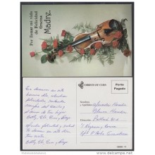 2001-EP-71 CUBA 2001. Ed.57c. MOTHER DAY SPECIAL DELIVERY. POSTAL STATIONERY. VIOLIN CON ROSAS. FLORES. FLOWERS. USED.
