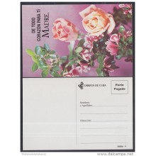2001-EP-73 CUBA 2001. Ed.57a. MOTHER DAY SPECIAL DELIVERY. POSTAL STATIONERY. ROSAS. ROSES. FLORES. FLOWERS. UNUSED.