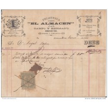 *E654 CUBA SPAIN ESPAÑA OLD ENGRAVING INVOICE 1891 \"PELETERIA EL ALMACEN\"