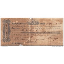 *E674 CUBA SPAIN ESPAÑA OLD ENGRAVING BANK CHECK 1865 \"J DEMESTRE Y CO\"