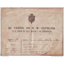 E1164 CUBA SPAIN ESPAÑA. 1868. NEW ORLENAS PASSPORTT. CONSULTATE SPAIN IN US