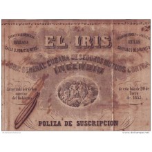 E1167 CUBA SPAIN ESPAÑA POLIZA SEGUROS EL IRIS CONTRA INCENDIOS 1860 INSURANCE