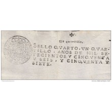 *E901 CUBA SEALLED PAPER  SPAIN ESPAÑA NEW REVENUE PAPER 1756-57. UNUSED.