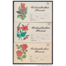1994-EP-12 CUBA 1994. Ed.AP18. MOTHER DAY SPECIAL DELIVERY. POSTAL STATIONERY. SET 3-3. FLORES. FLOWERS. UNUSED.