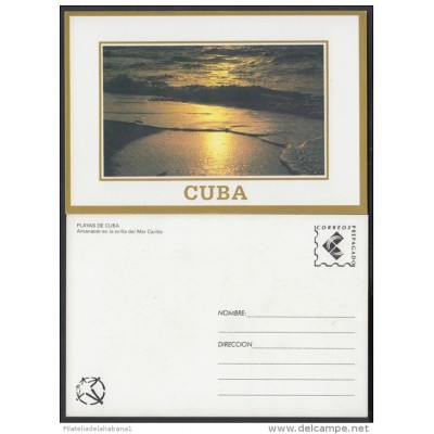 1997-EP-29 CUBA 1997. Ed.7Af. TURISMO. FESTIVAL DE LA JUVENTUD. POSTAL STATIONERY. AMANECER ORILLA MAR CARIBE. UNUSED.