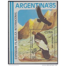 1985.22 CUBA 1985. MNH. SPECIAL SHEET. WORLD EXPO ARGENTINA. CONDOR. AVES. PAJAROS. BIRDS.