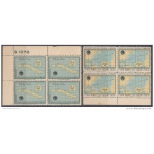 1958-113 CUBA. REPUBLICA. 1958. DIA DEL SELLO. STAMP DAY. CUBAN MAP. Ed.742-43. BLOCK 4. GOMA ORIGINAL TROPICALIZADA.
