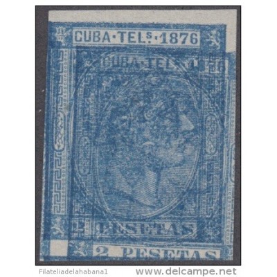 1876-29 CUBA. SPAIN. ESPAÑA. TELEGRAFOS. TELEGRAPH. Ed.36. PROOF. 1876. IMPERFORATED DOUBLE ENGRAVING