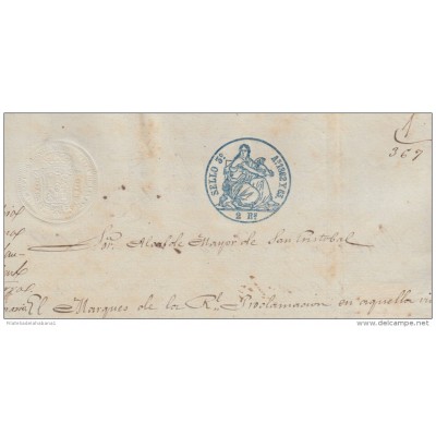 1862-PS-24.CUBA ESPAÑA SPAIN. ISABEL II. SEALLED PAPER .PAPEL SELLADO .SELLO 3ro + DERECHO JUDICIAL.