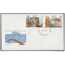1982-FDC-14 CUBA. FDC. 1982. XX ANIV DEL DESARROLLO HIDRAULICO. FLORES. FLOWERS.
