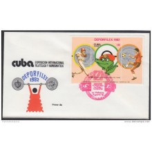 1982-FDC-20 CUBA. FDC. 1982. EXPOSICION INTERNACIONAL DE FILATELIA Y NUMISMATICA. DEPORTES. SPORTS.
