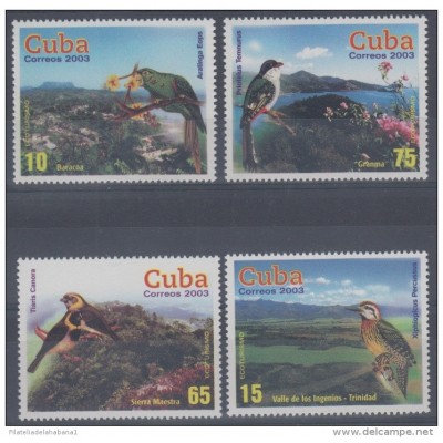 2003.42- * CUBA 2003. MNH. TURISMO. AVES Y PAISAJES DE CUBA. SIERRA MAESTRA. TRINIDAD. GRANMA. BIRD. PAJAROS.