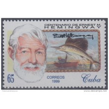 1999.7- * CUBA 1999. MNH. ERNEST HEMINGWAY. MARLING FISHING. PERCA DE LA AGUJA. PECES. FISH.