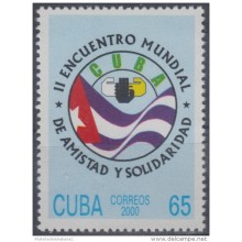2000.19- * CUBA 2000. MNH. II ENCUENTRO MUNDIAL DE AMISTAD Y SOLIDARIDAD. BANDERA. FLAG.
