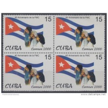2000.25- * CUBA 2000. MNH. 40 ANIV FMC. FEDERACION MUJERES CUBANAS. BANDERA. FLAG. BLOCK 4.