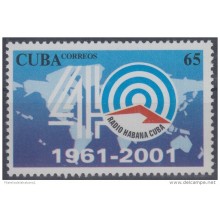 2001.12- * CUBA 2001. MNH. 40 ANIV RADIO HABANA CUBA. MAPAMUNDI. MAP.