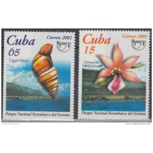 2001.23- * CUBA 2001. MNH. AMERICA UPAEP. PARQUE NACIONAL DESEMBARCO DEL GRANMA. ORQUIDEA. ORCHILD. CARACOL. SNAIL.