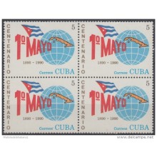 1990.29- * CUBA 1990. MNH. 1 DE MAYO. LABOR DAY. DIA INTERNACIONAL DEL TRABAJO. BLOCK 4.