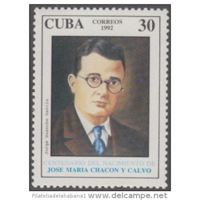 1992.11- * CUBA 1992. MNH. CENTENARIO JOSE MARIA CHACON Y CALVO.