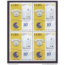 2005.109 CUBA MNH BLOCK 4 2005 TELEPHON ETECSA ANIV. EMPRESA TELEFONOS.