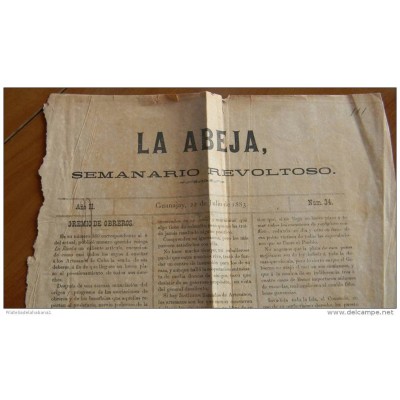 BP2 CUBA SPAIN NEWSPAPER ESPAÑA 1883 LA ABEJA 2/07/1883 GUANAJAY