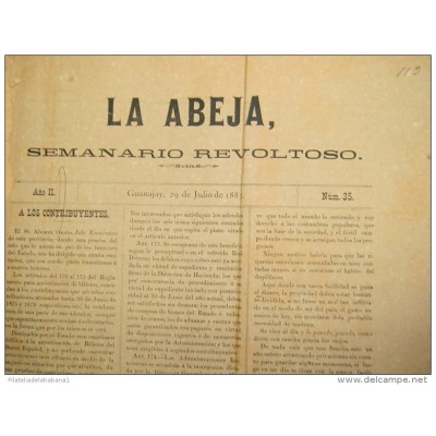 BP234 CUBA SPAIN NEWSPAPER ESPAÑA 1883 LA ABEJA 29/07/1883 45X30cm.
