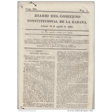 BP116 CUBA SPAIN NEWSPAPER ESPAÑA 1821 DIARIO GOBIERNO CONSTITUCIONAL 18/08/1821