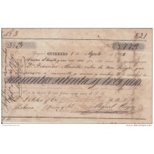 E4536 CUBA SPAIN ESPAÑA INGENIO GUERRERO. 1868. SUGAR CENTRAL BANK CHECKS
