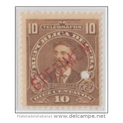 1911-37. CUBA. REPUBLICA. TELEGRAFOS. Ed.96. MNH. 10c OSCAR PRIMELLES. SPECIMEN. PROOF.