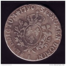 M104 FRANCE FRANCIA ECU \"L\"" LOUIS XVI. SILVER ORIGINAL COIN 1790"