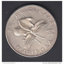 1980-MN-3 CUBA. 1980. 5$. FLOR MARIPOSA. BUTTERFLIES FLOWERS. AG. FINE SILVER.