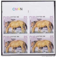 2005.223 CUBA MNH PROOF ERROR BLOCK IMPERF CABALLOS HORSES