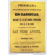 BON104 CUBA ESPAÑA SPAIN LARGE POSTER PROGRAMA FIESTAS DE CASIGUAS 60x21.5cm. CIRCA 1860