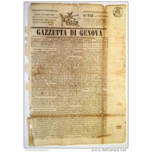 BON106 ITALIA ITALY NEWS PAPER WHITH POST PAID MARCK 1845 GAZZETA D GENOVA 40x29