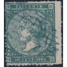 1869-16. CUBA 1869. 10c Falso Postal. Cancelado parrilla de line